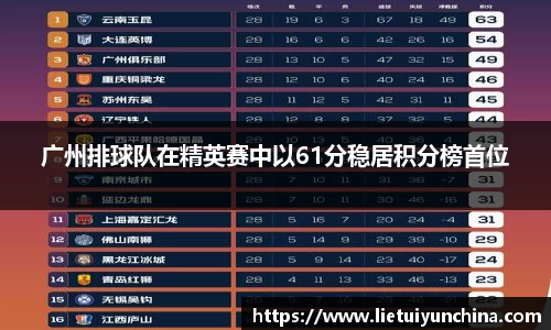 广州排球队在精英赛中以61分稳居积分榜首位